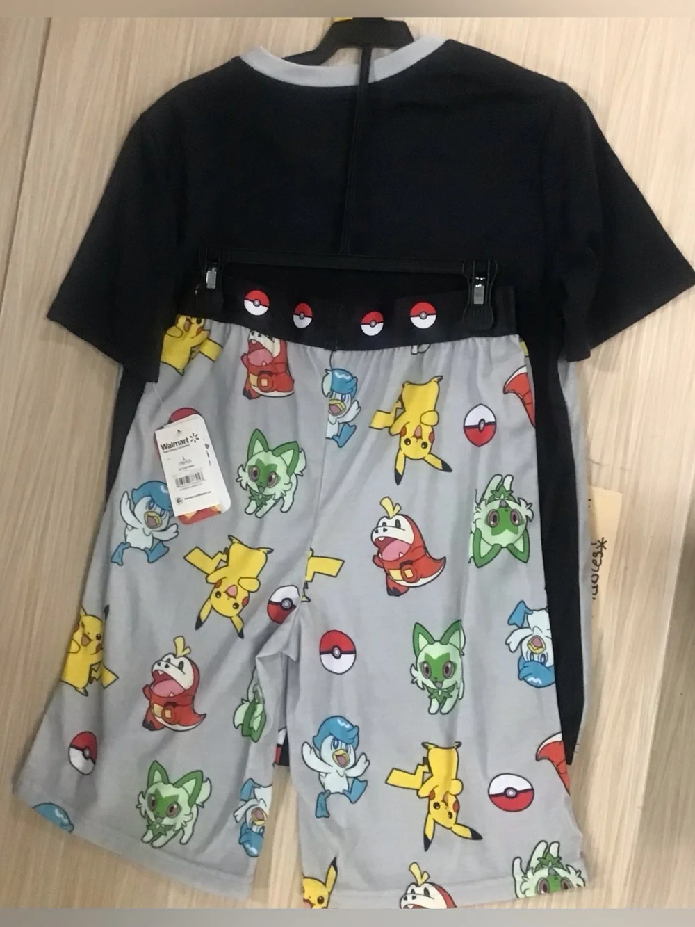 Pokemon Boys Short Pajama Set in Black, Gray, Yellow